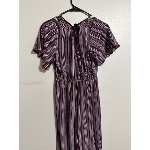 Xhilaration Purple Striped Wide Leg Jumpsuit Flutter Sleeve Tie Back Small - Picture 6 of 6